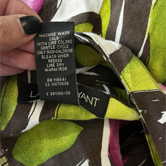 LANE BRYANT Linen Blend Midi Dress Size 16 Sleeveless Adjustable Straps Smocked - Picture 12 of 12